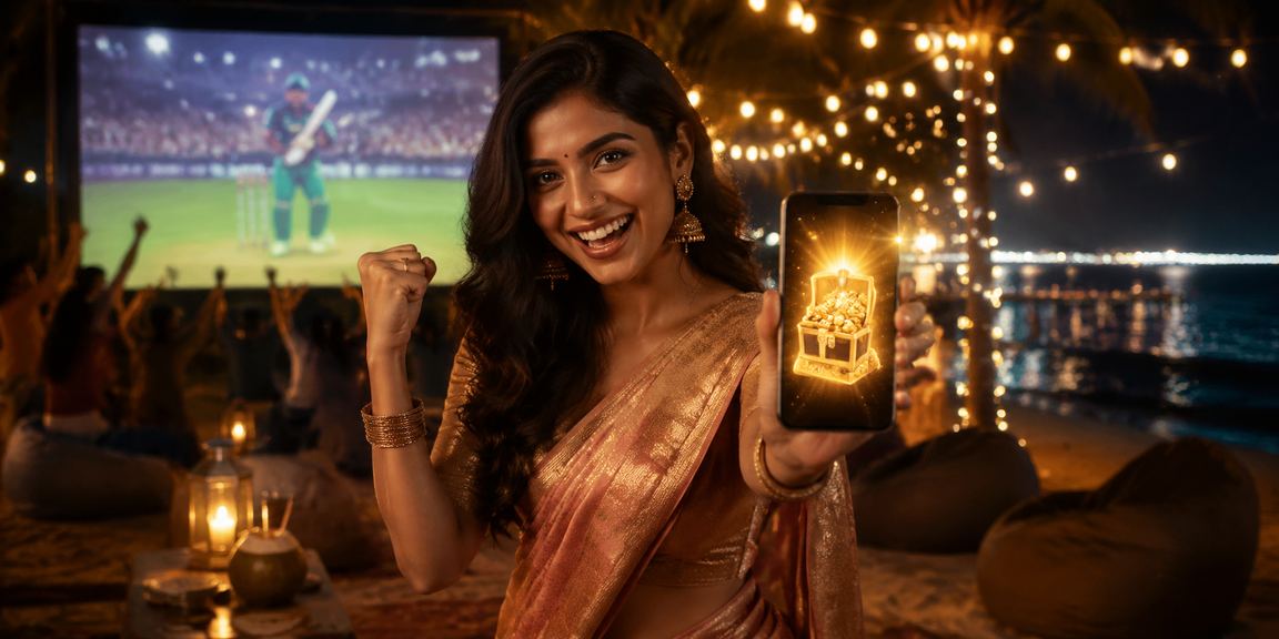 A woman in a saree at Saint Martin's Island enjoying games on fastmax168